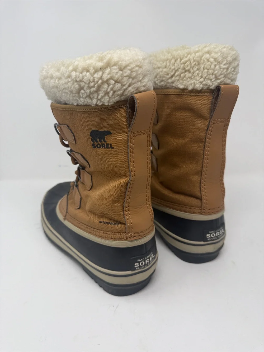 Sorel Caribou Winter Waterproof Boots in Tan and Black - 7.5